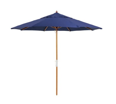 Ombrelone com estrutura em madeira e tecido poliéster com proteção UV. Ideal para áreas externas como jardins, varandas e espaços de lazer.
